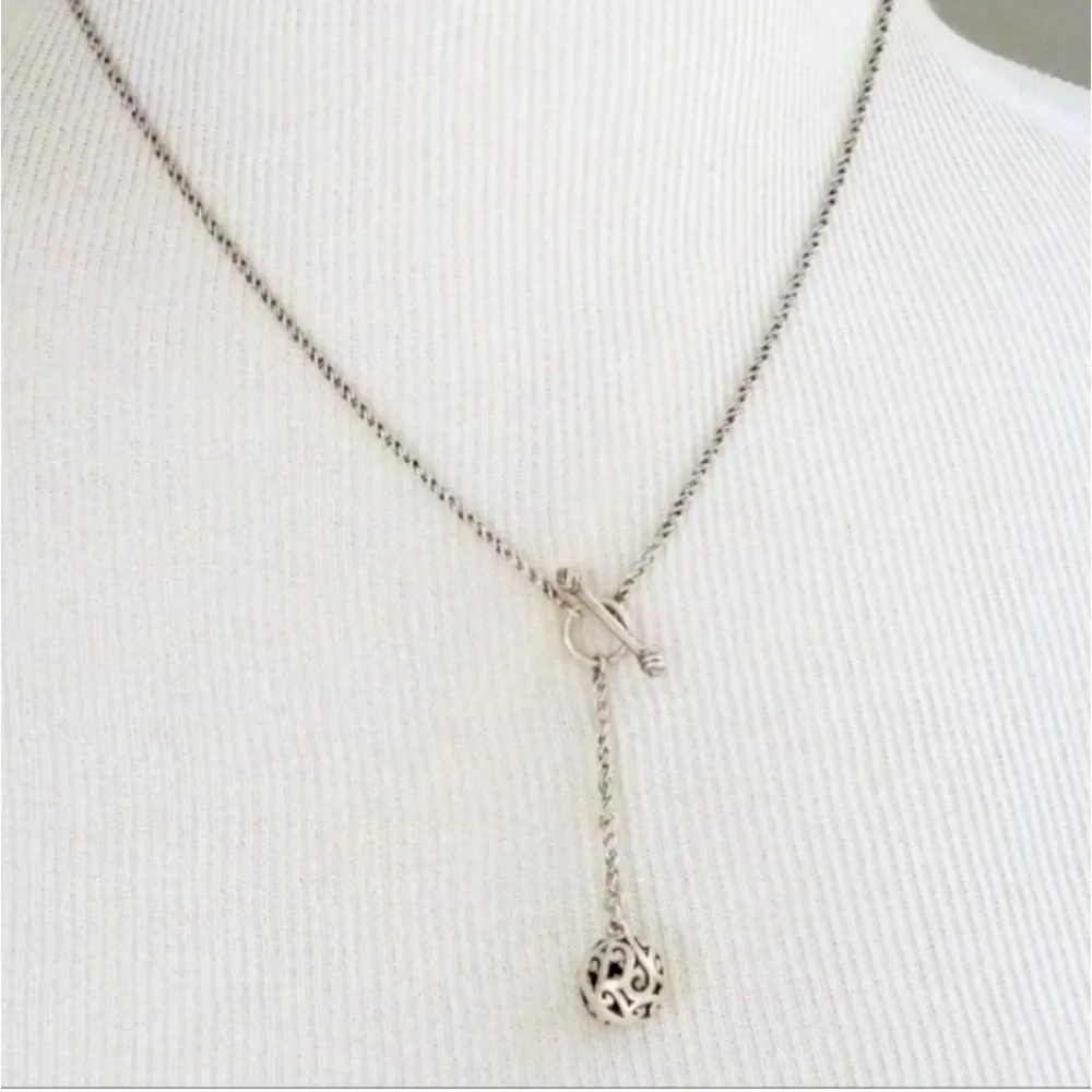 Silpada Simple Delight Sterling Silver Filigree Ball Lariat Chain Necklace N1619
